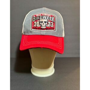 Daytona Beach Bike Week 2023 Hat 82nd Annual Skull Trucker Cap Mesh Snapback